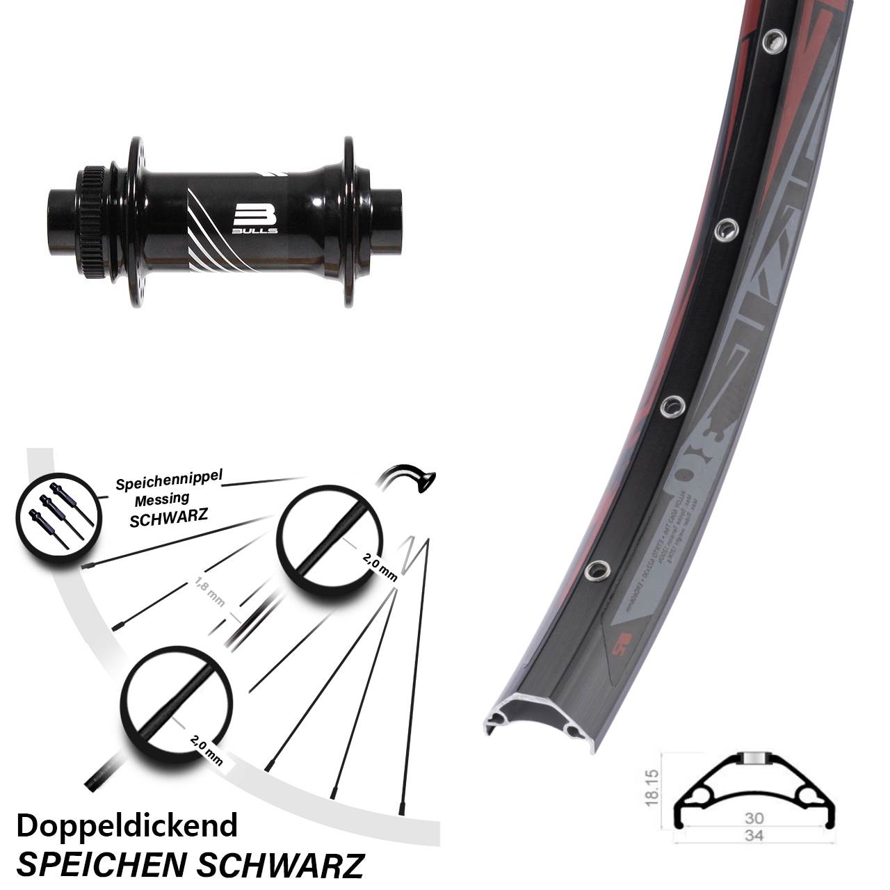 29 Zoll Rodi TRYP 30 Formula CL-811 Vorderrad Centerlock 15x110 Boost