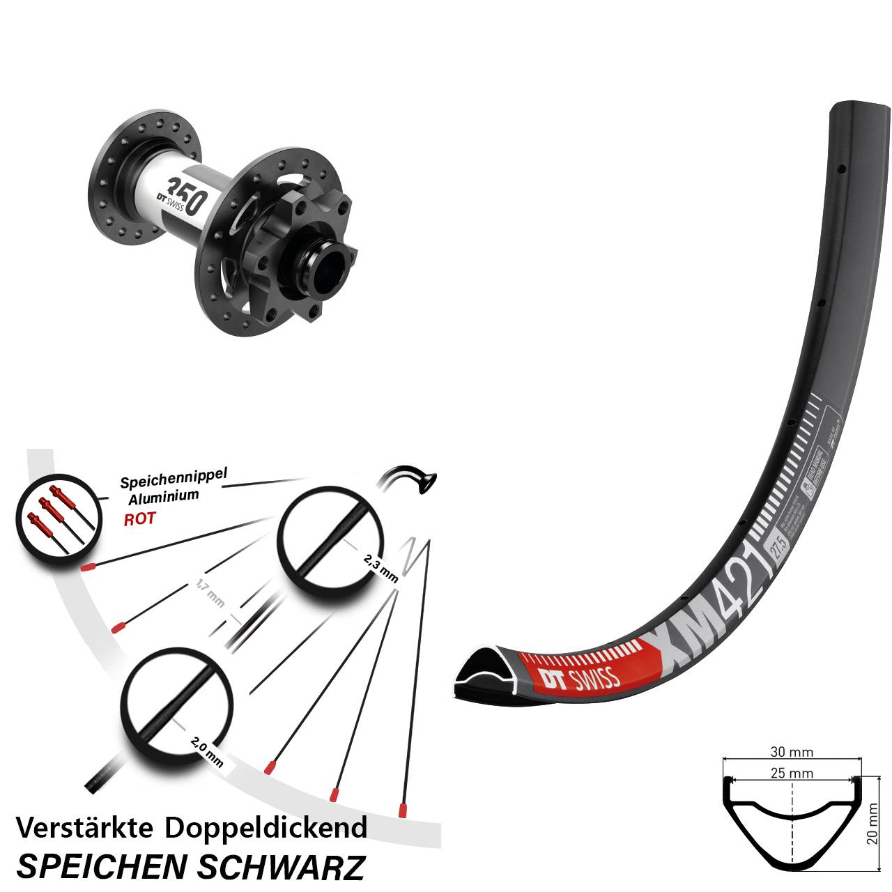 Disc Laufrad 27,5 Zoll DT Swiss XM421-350 12x100