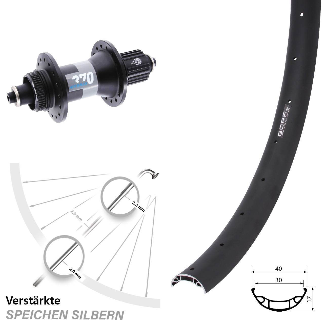 Gora 35 DT Swiss 370 Hybrid 27,5 Zoll Hinterrad Centerlock QR Boost Micro Spline