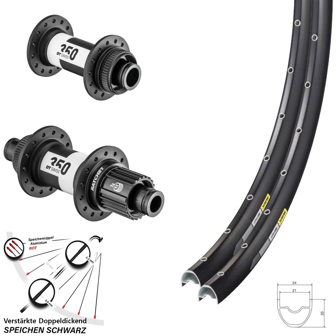 Disc Laufrad-Satz 28-29 Zoll Mavic XC621 DT Swiss 350 Micro Spline 15x100 12x142