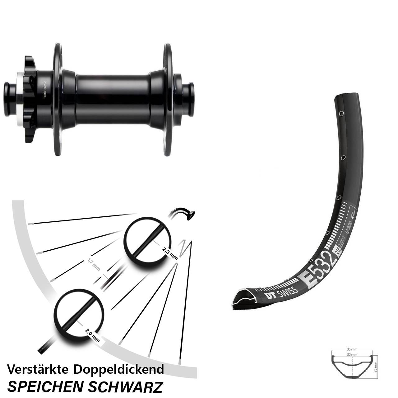 Boost Disc Vorderrad 15x110 29 Zoll DT Swiss E532 Novatec D341-B15