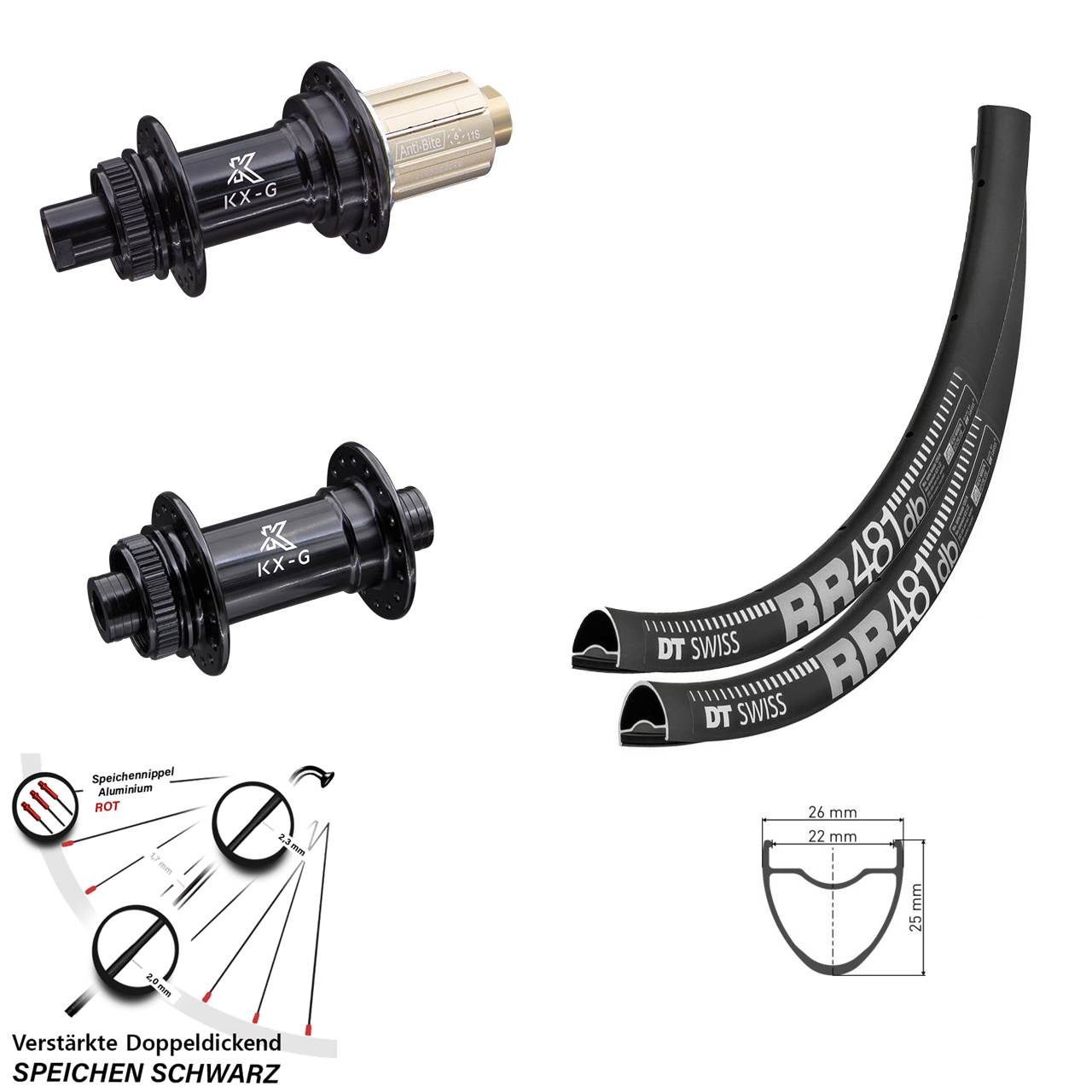 DT Swiss RR481 KX-G 28 Zoll Laufradsatz Centerlock 12x100/142 8-12 fach