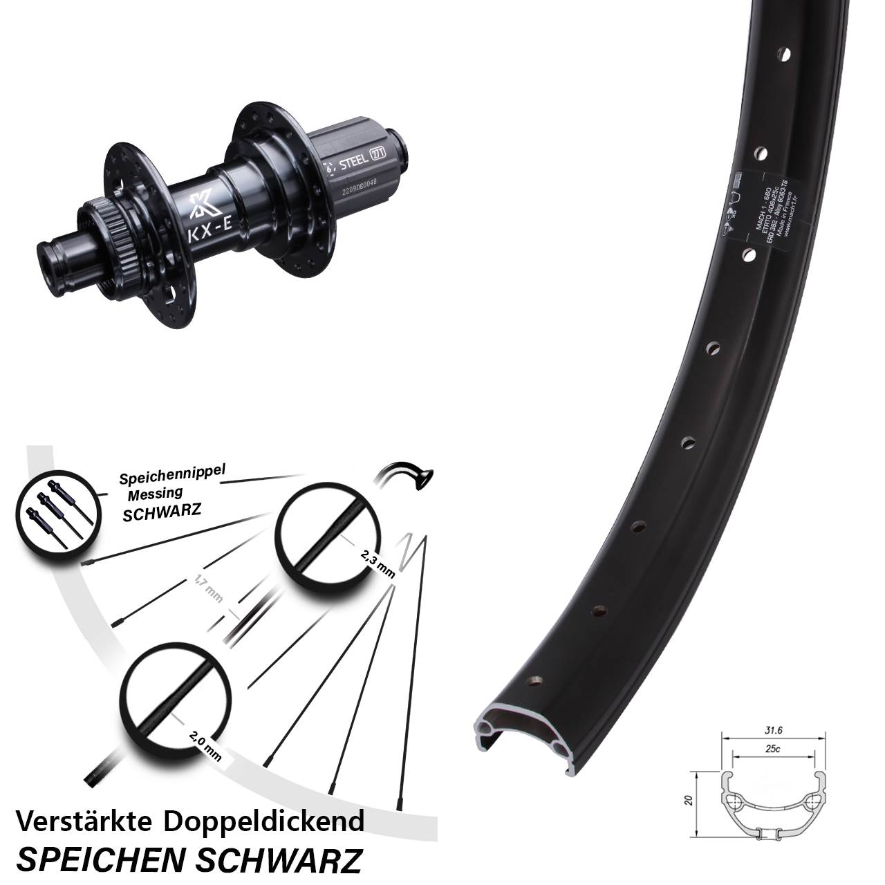 20 Zoll Mach1 Kargo KX-E verstärkt Laufrad 12x142 8-12 fach HG