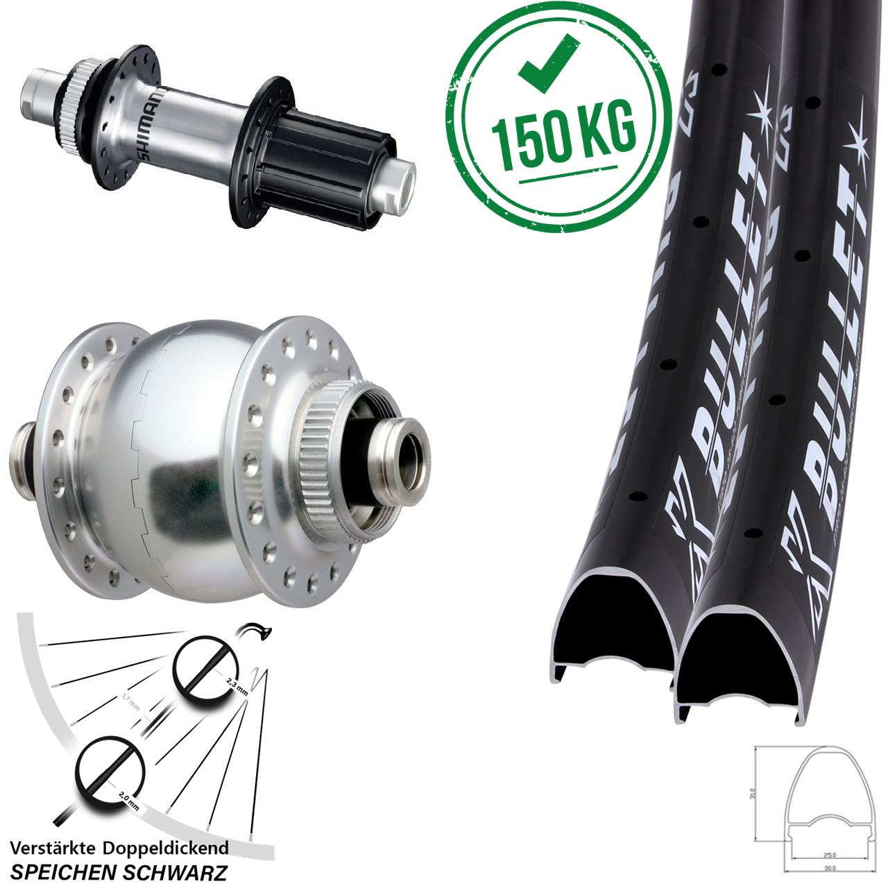 Laufradsatz Disc 29 Zoll KX Bullet OS SON 28 Shimano FH-RS770 8-12 fach 12x100/142