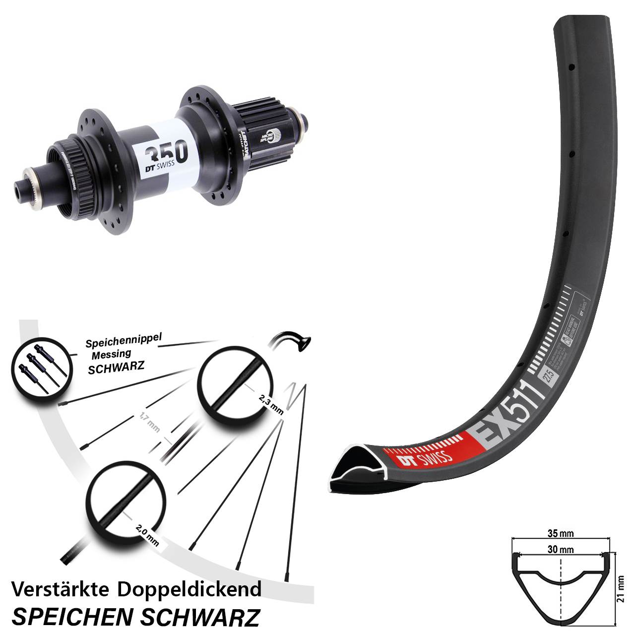 DT Swiss EX 511-350 Ratchet 36 29 Zoll Hinterrad QR Micro Spline