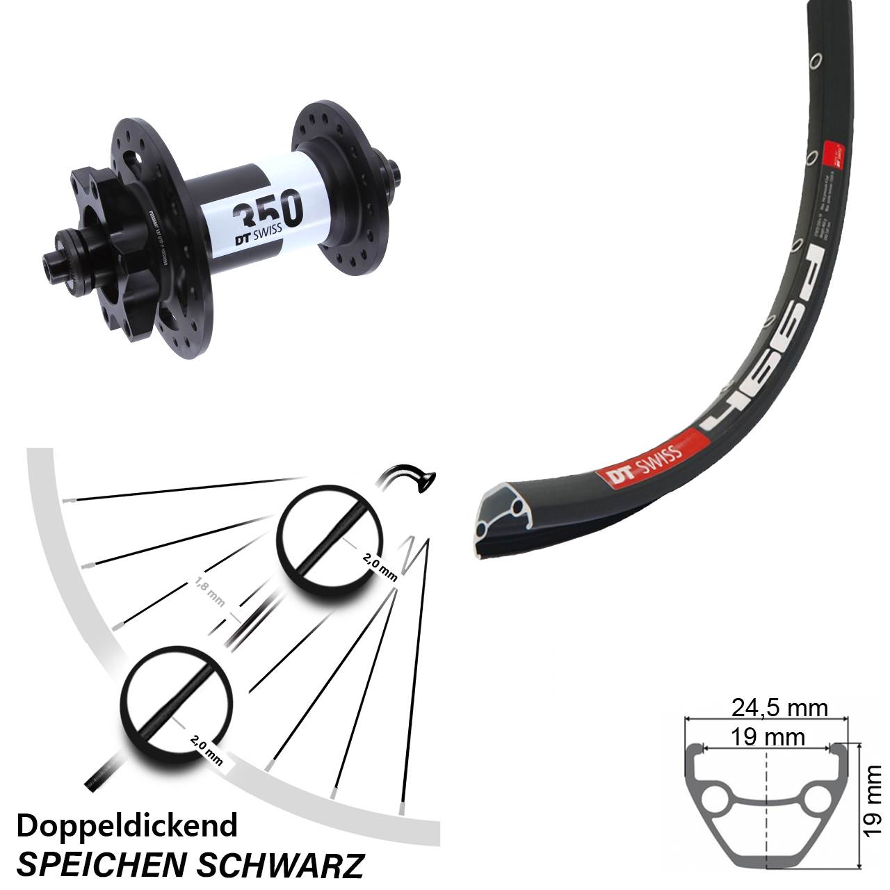 DT Swiss 466-350 28 Zoll Disc Vorderrad QR