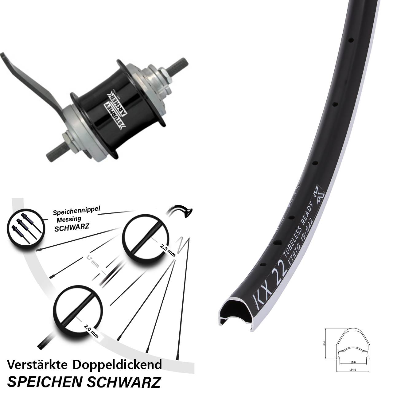 KX 22 Sturmey Archer Duomatic Kickshift 28 Zoll Hinterrad Rücktritt