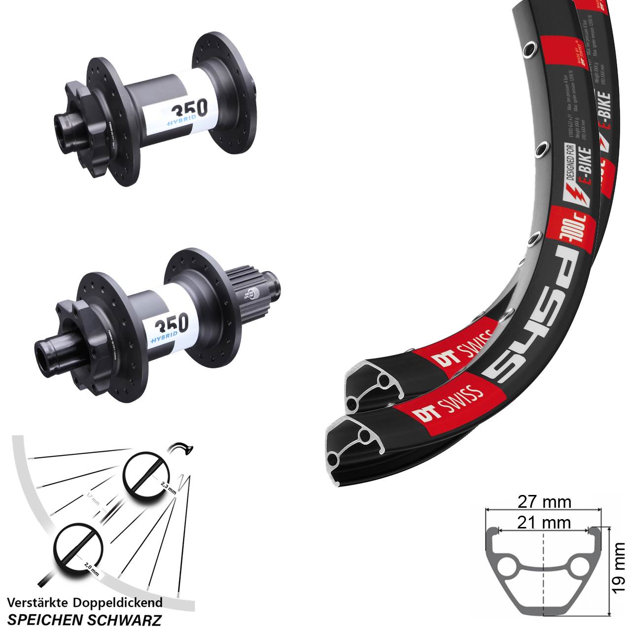 6-Loch Laufradsatz 15x110 12x148 26 Zoll DT Swiss 545d 350 Hybrid Shimano Micro Splin