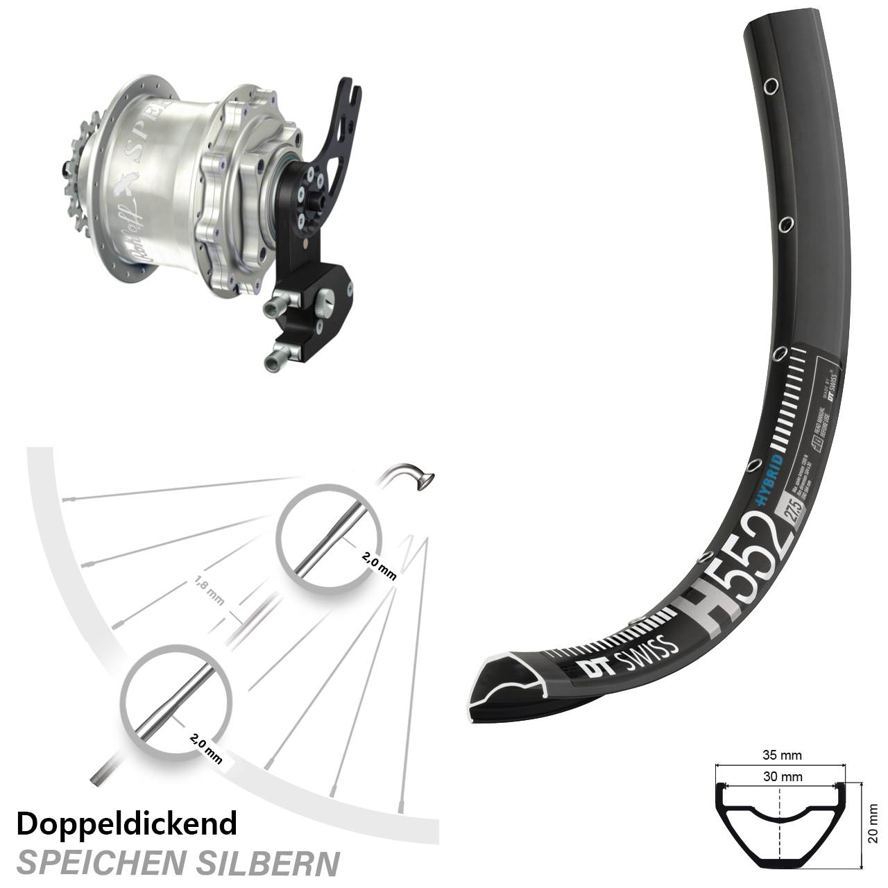 27,5 Zoll DT Swiss H552 Rohloff Speedhub 500/14 CC DB PM