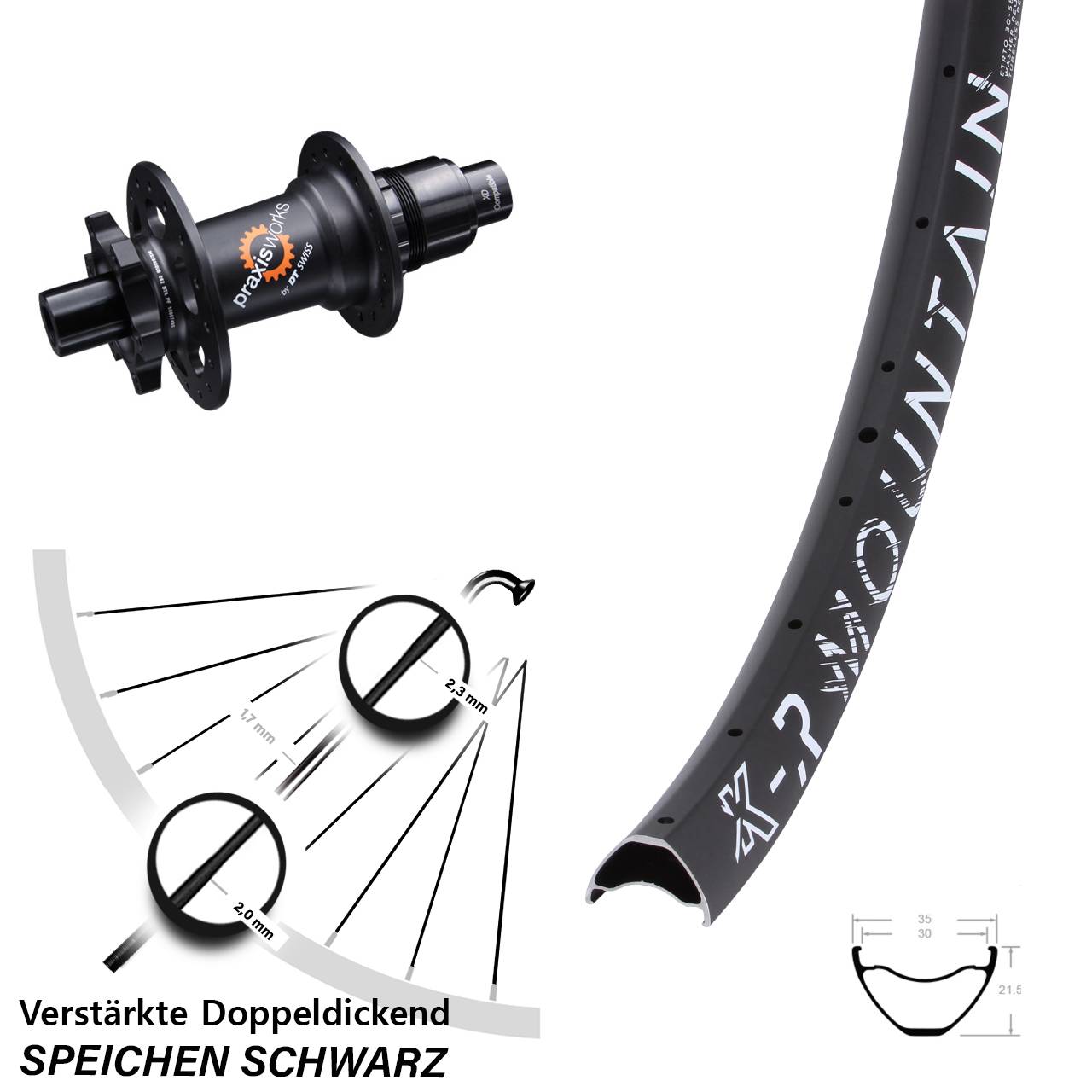 6-Loch Hinterrad 29 Zoll KX-R Mountain DT Swiss 350 SL XD 12x142