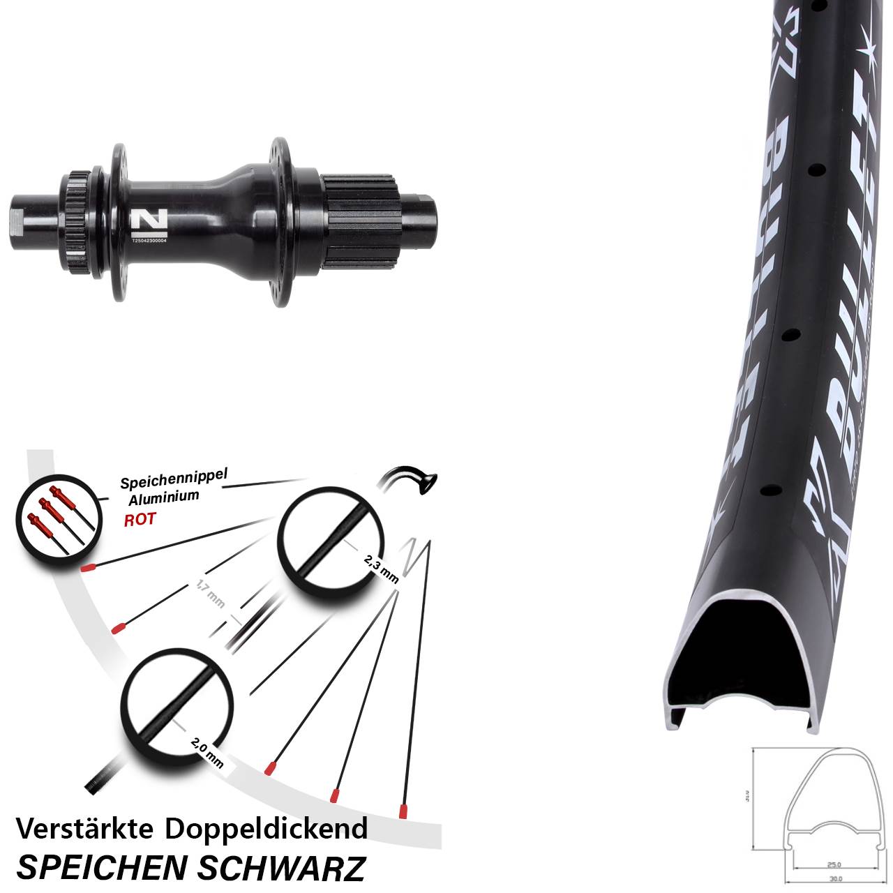 28-29 Zoll KX Bullet OS Novatec D792 Disc Hinterrad 12x142 Micro Spline