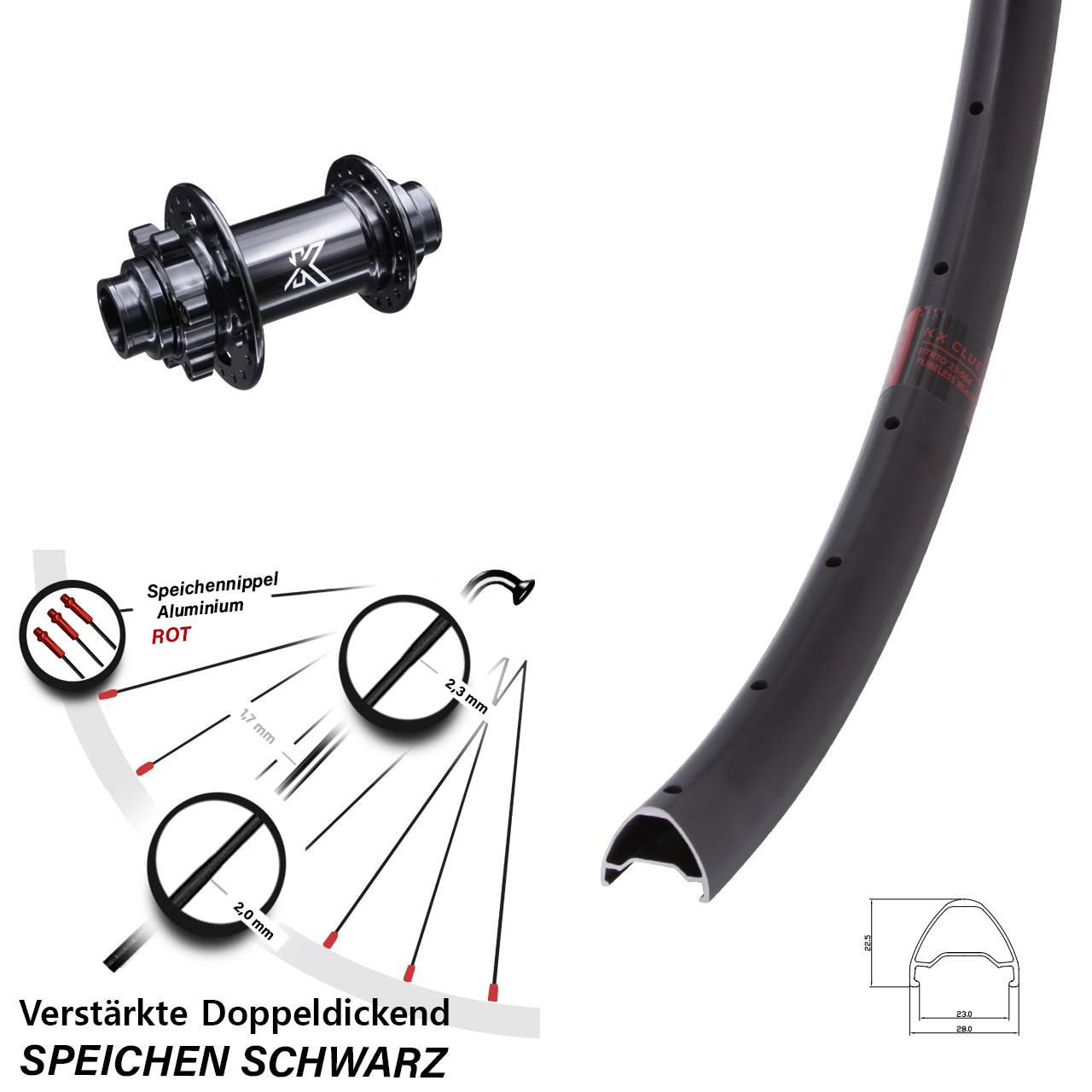 KX Clue MTB Downhill 28-29 Zoll Vorderrad 6-Loch 20x110 (DH alt)