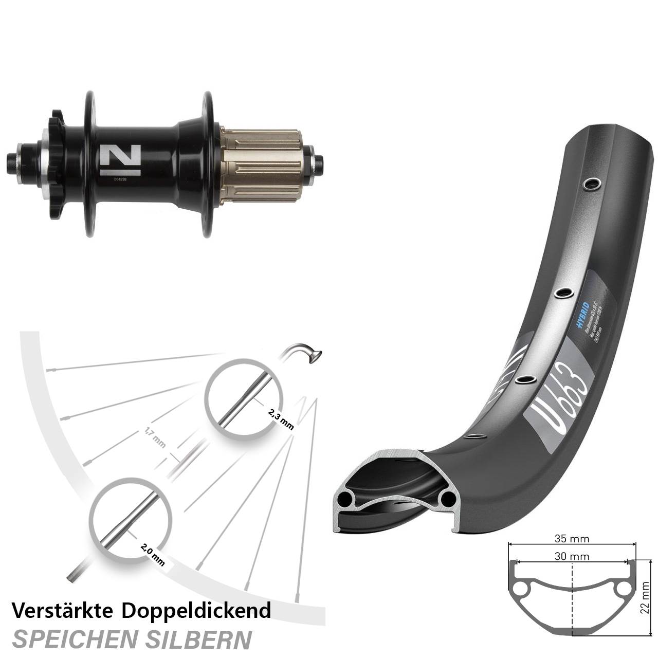 DT Swiss U 663 Novatec D042 26 Zoll 6-Loch Hinterrad für Schnellspanner 8-11 fach