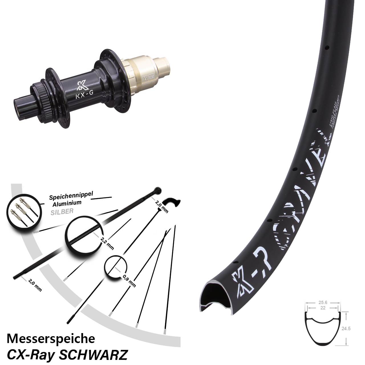 Centerlock Hinterrad 12x142 28-29 Zoll KX-R Gravel Messerspeiche XDR 11-12 fach CX-Ray