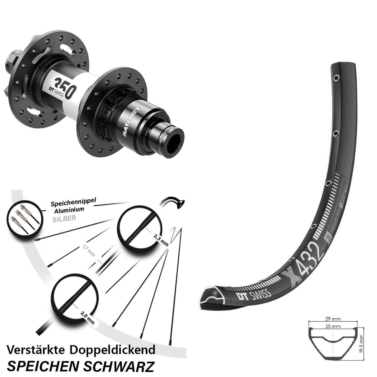 DT Swiss X432-350 29 Zoll Disc Hinterrad 12x148 XD