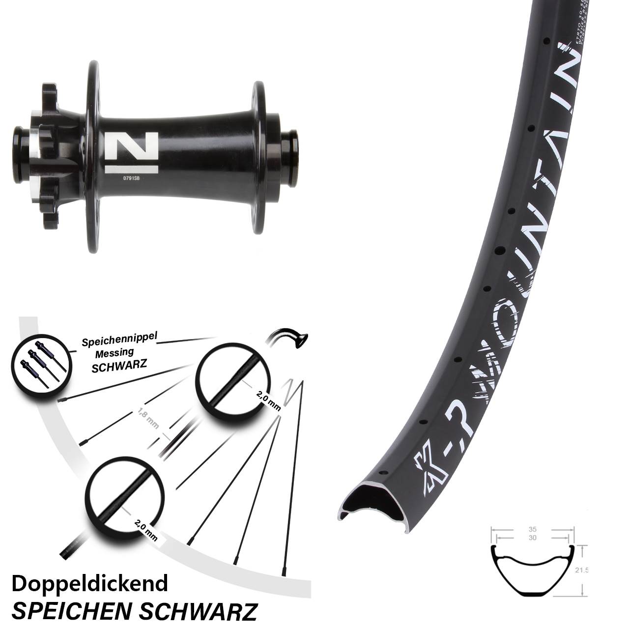 KX-R Mountain Novatec D791 27,5 Zoll Disc Vorderrad 15x100