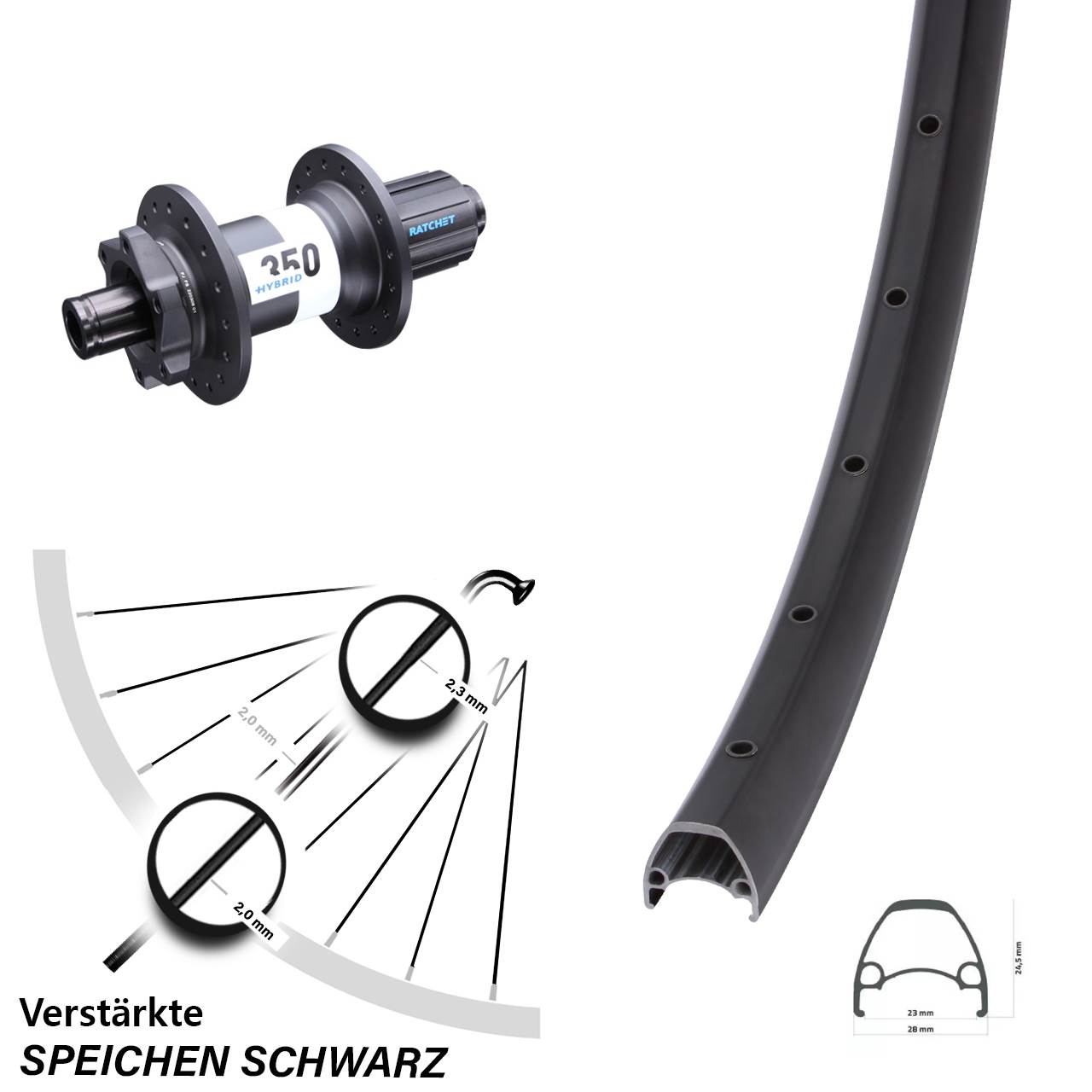 Boost Disc Laufrad 12x148 29 Zoll Ambrosio Sport DT Swiss 350 Hybrid 8-11 fach