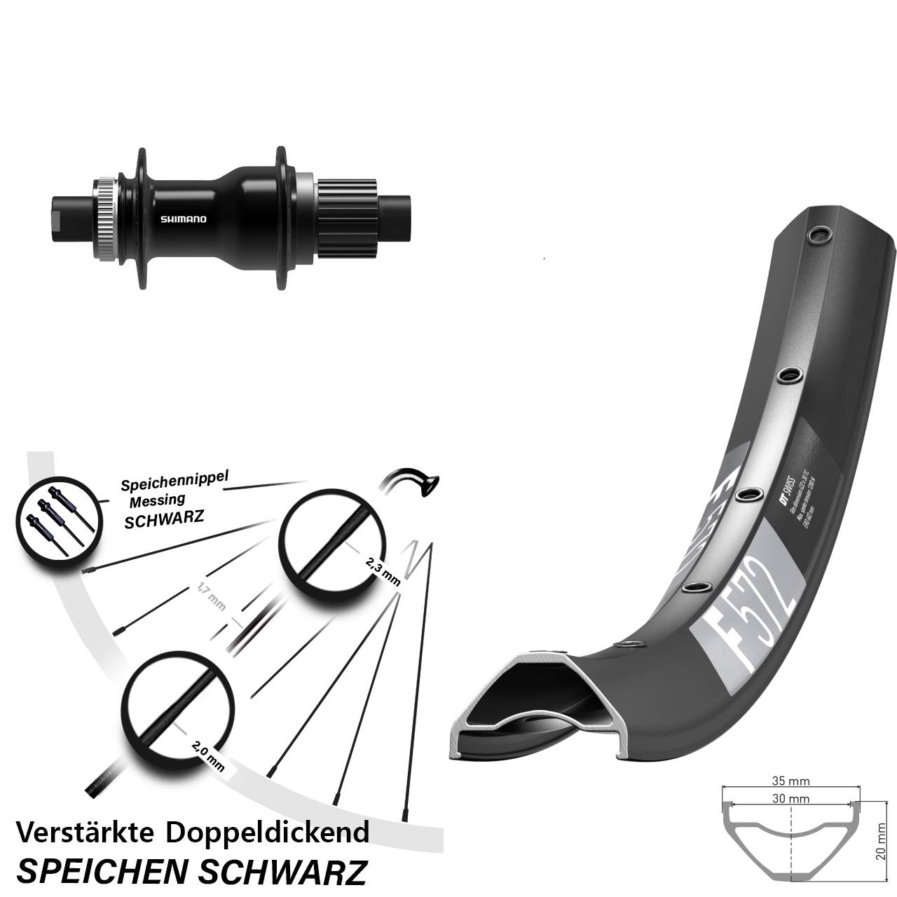 Disc Hinterrad 12x148 29 Zoll DT Swiss F 572 Shimano FH-TC500-B Boost Micro Spline