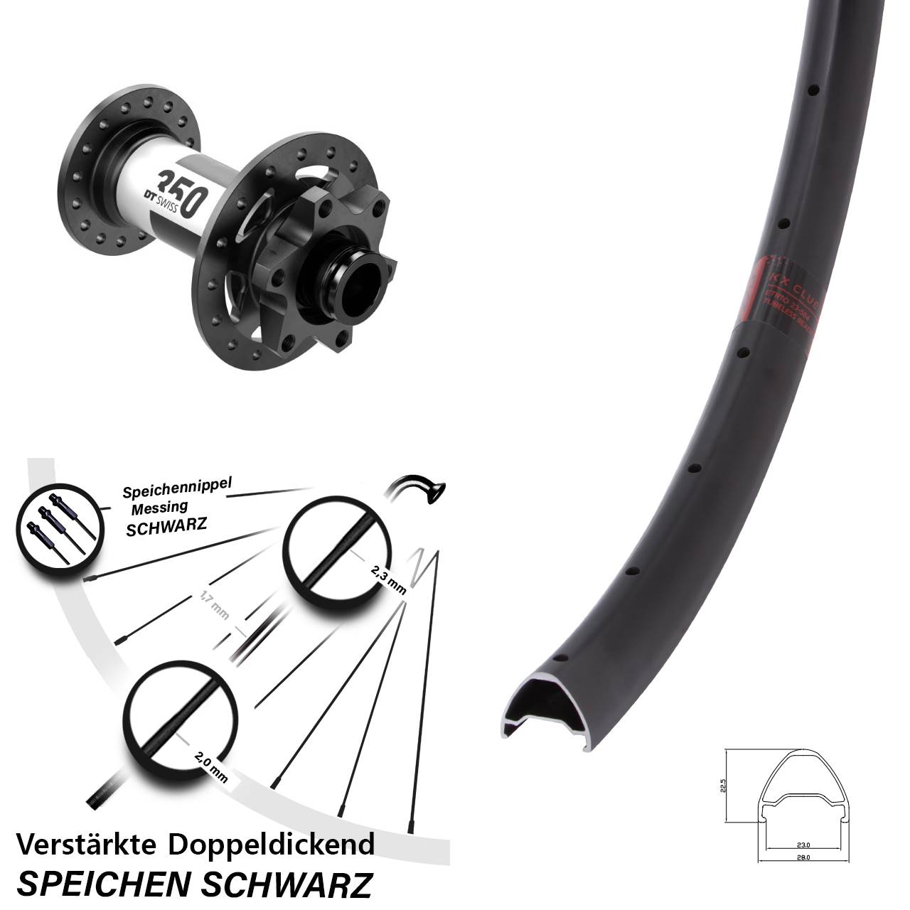 Boost Vorderrad 6-Loch 15x110 29 Zoll KX Clue DT Swiss 350