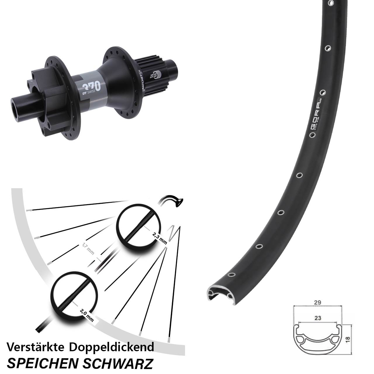 Disc Hinterrad 12x142 26 Zoll Gora 23 DT Swiss 370 Micro Spline