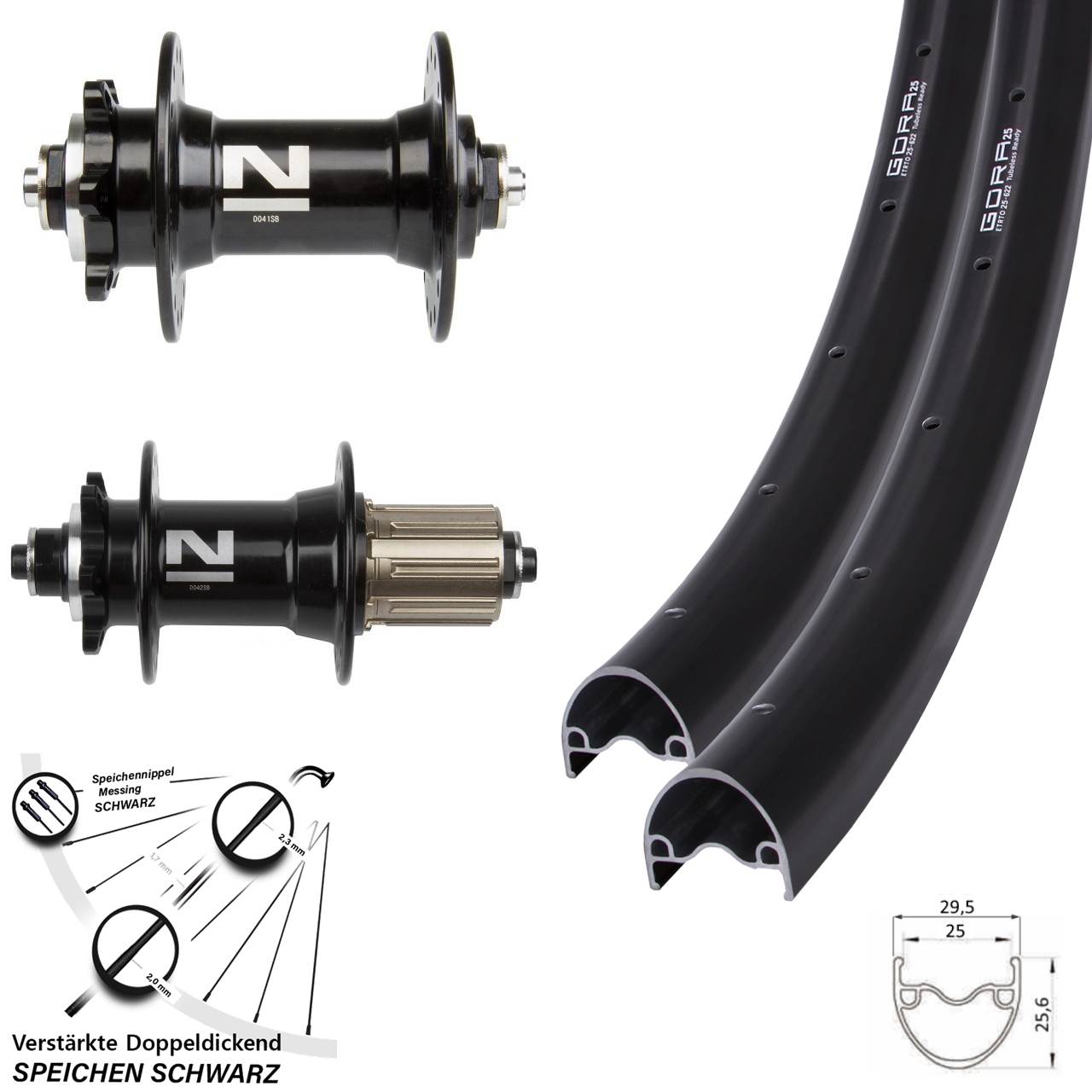 Gora 25 Novatec D-041 D-042SB 29 Zoll Disc Laufradsatz für Schnellspanner 8-11 fach HG