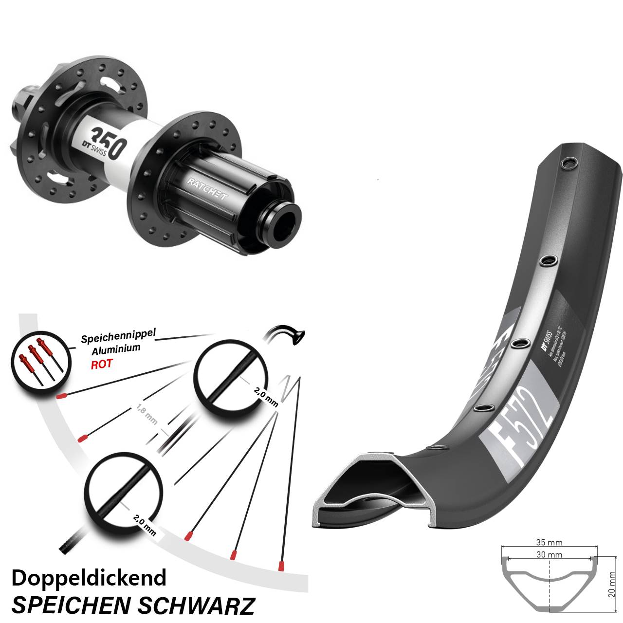 Disc Hinterrad 650B DT Swiss F572-350 8-11 fach HG 12x142