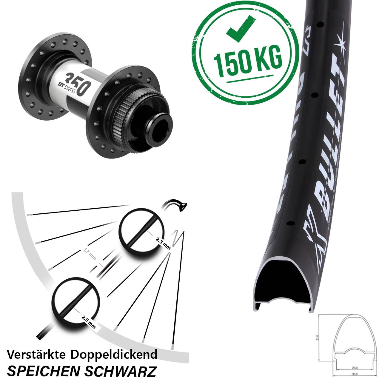 Disc Vorderrad 12x100 28-29 Zoll KX Bullet DT Swiss 350