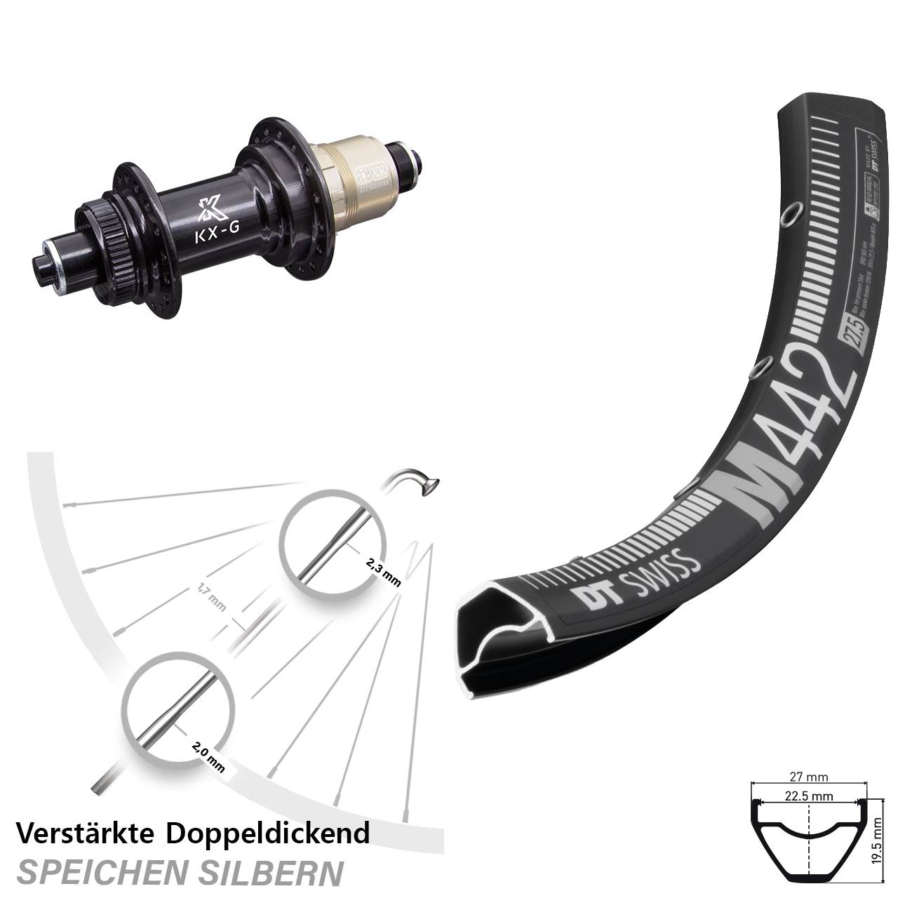 28-29 Zoll DT Swiss M 442 KX-G Disc Laufrad QR XDR