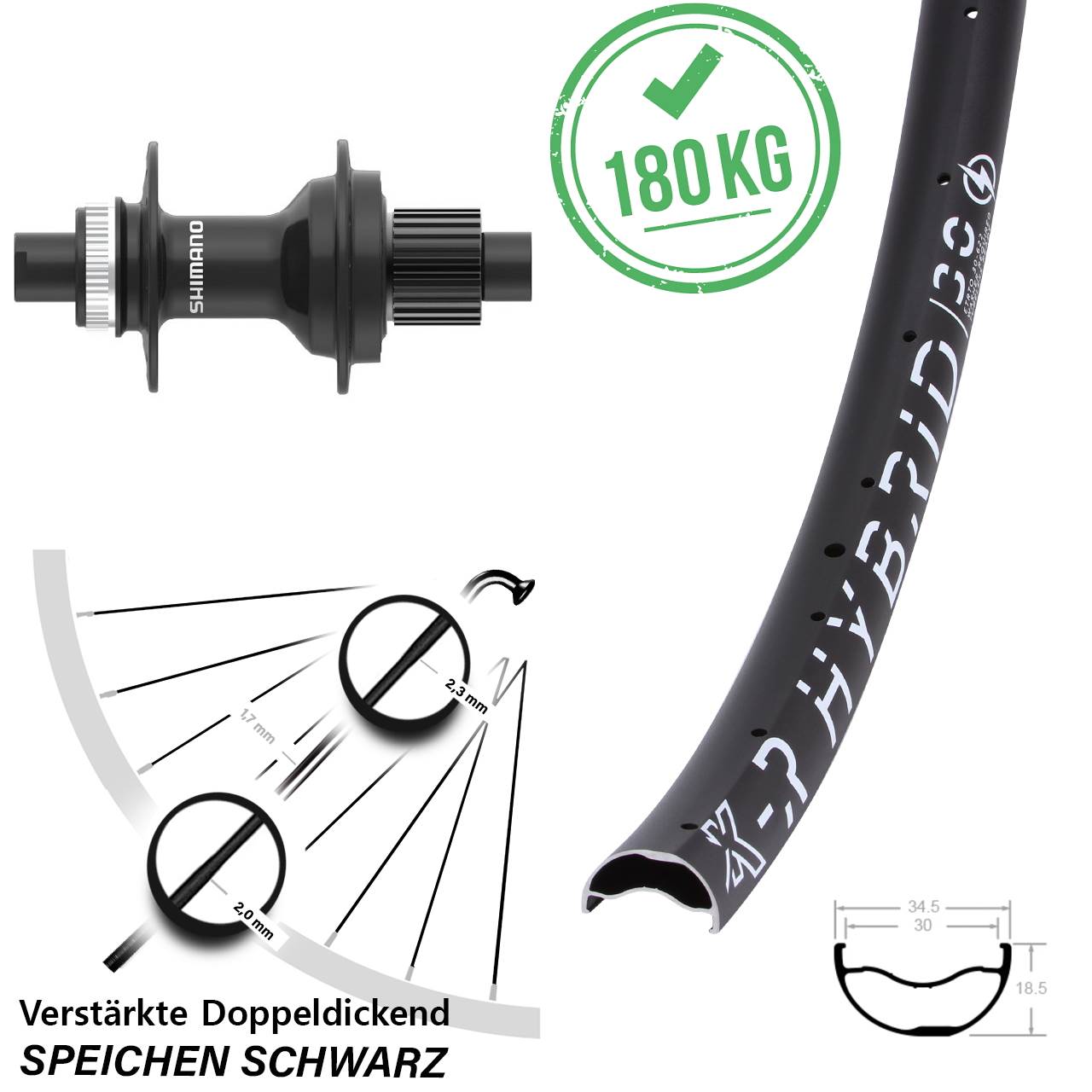 Centerlock Hinterrad 29 Zoll KX-R Hybrid 30 FH-MT410 Micro Spline 12x142