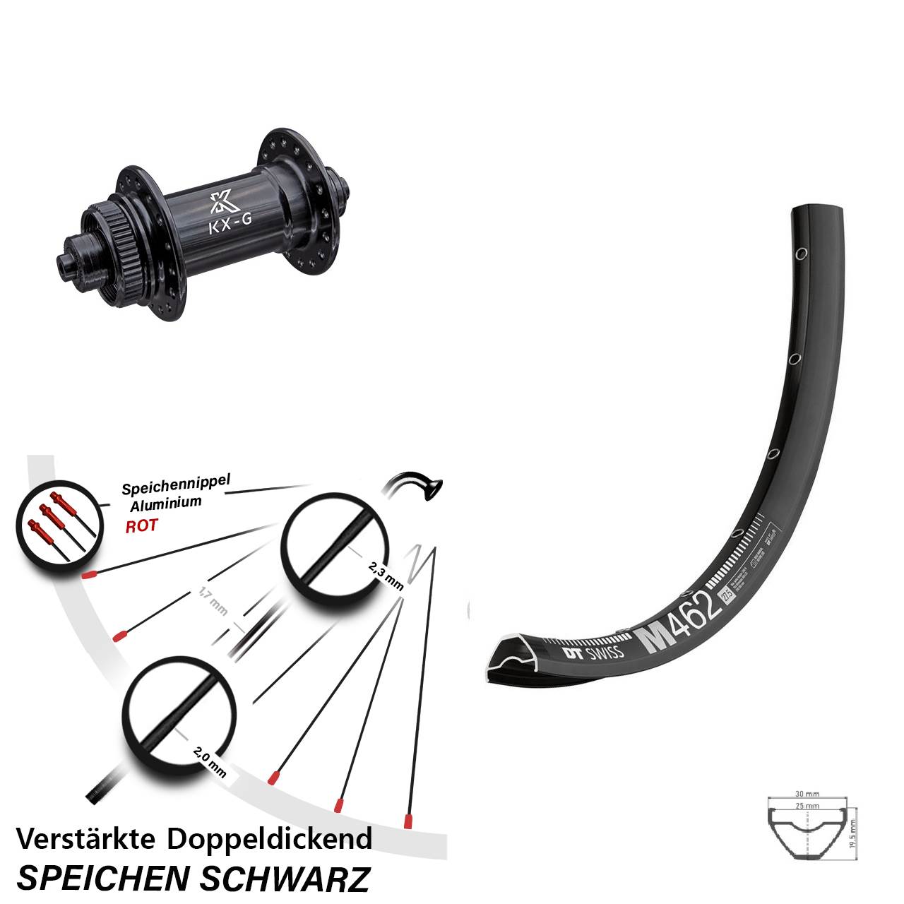 DT Swiss M462 KX-G Disc 29 Zoll Vorderrad QR