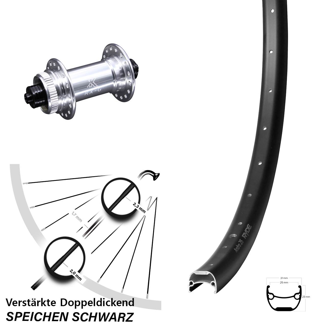Disc Vorderrad für Schnellspanner 28 Zoll Ryde Andra 25 KX-G