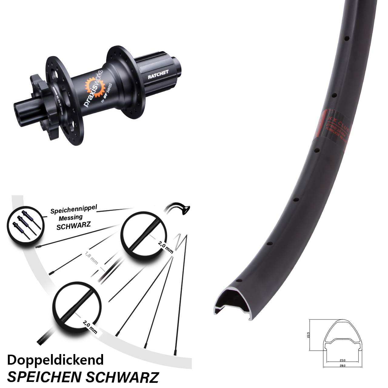 KX Clue DT Swiss 350 650B Disc Hinterrad 12x142 8-11 fach HG