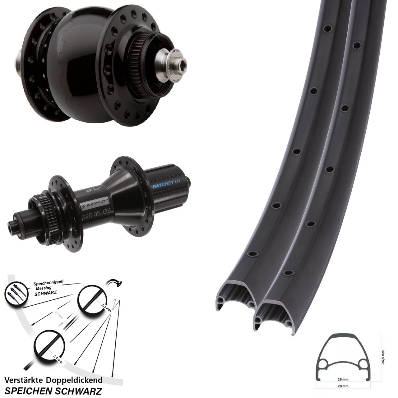 Disc Laufradsatz QR 28-29 Zoll Ambrosio Sport DT Swiss 370 Hybrid SONdelux 8-11 fach HG