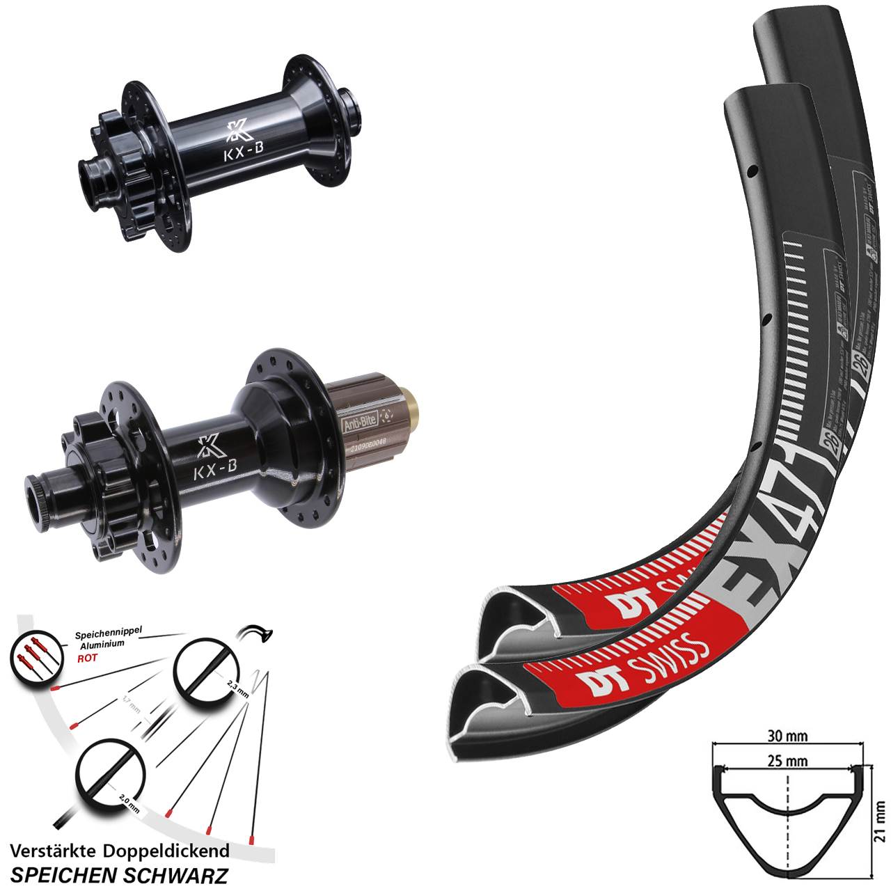 650B DT Swiss EX 471 KX-B Laufradsatz 6-Loch 15x110 12x148 8-11 fach