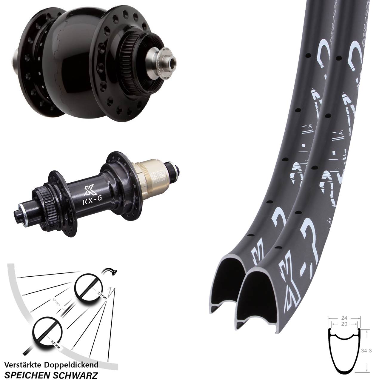 28-29 Zoll KXR-G Road SON 28 Disc Laufradsatz QR XDR