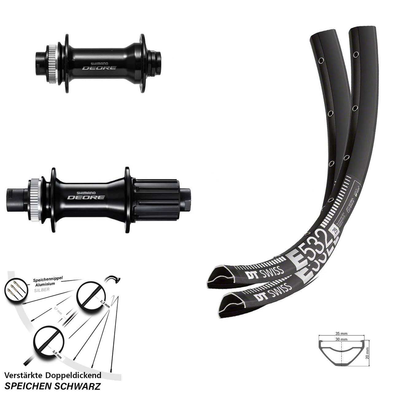 Laufradsatz Centerlock 15x110 12x148 27,5 Zoll DT Swiss E532 Shimano Deore 8-11 fach HG