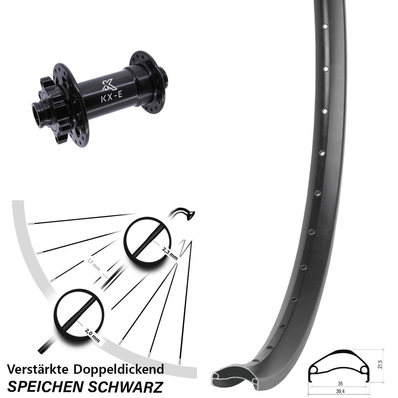 Disc Vorderrad 29 Zoll Ambrosio E35 KX-E Heavy Duty 15x110 Boost