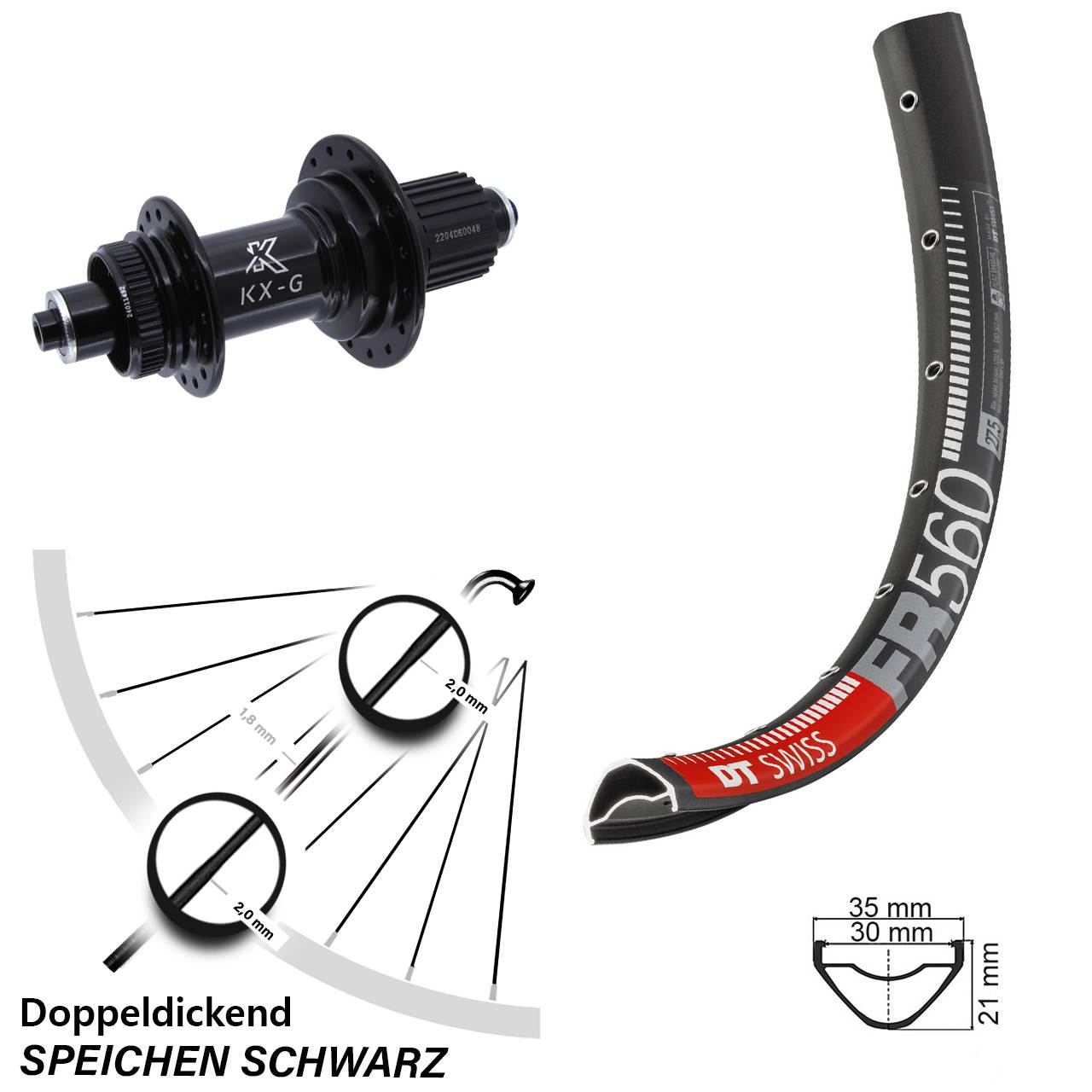 DT Swiss FR 560 KX-GS Heavy Duty 26 Zoll Disc Laufrad QR Micro Spline