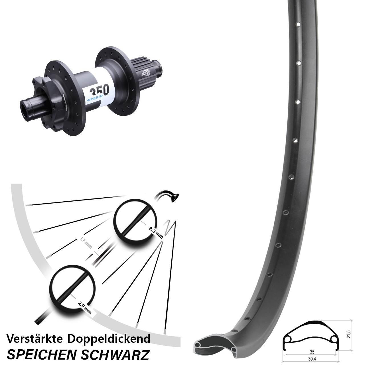 Ambrosio E35 DT Swiss 350 Hybrid 29 Zoll Disc Laufrad 12x148 Micro Spline