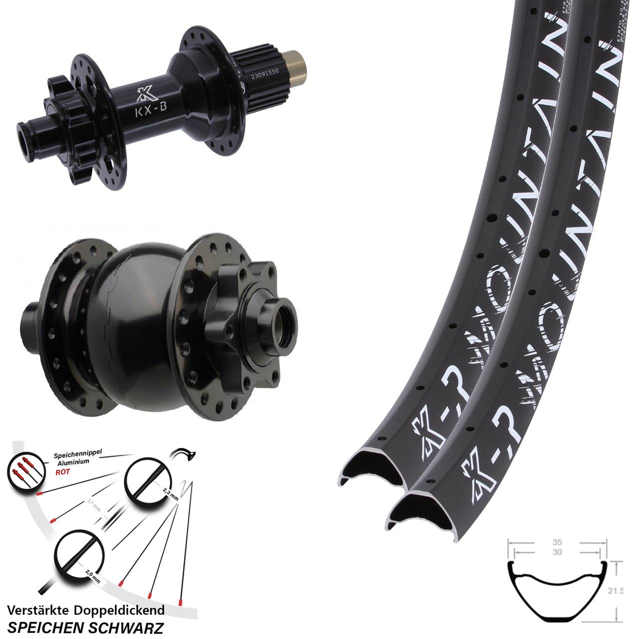Laufradsatz 6-Loch 15x110 12x148 29 Zoll KX-BR Mountain SON 28 Shimano Micro Spline