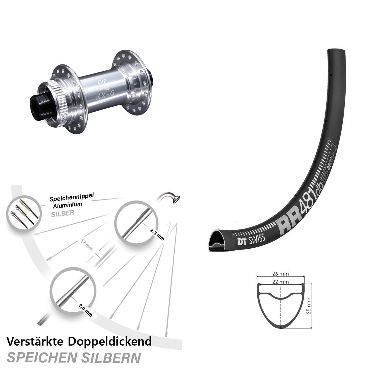28 Zoll DT Swiss RR481 Steckachse Centerlock Vorderrad 15x100