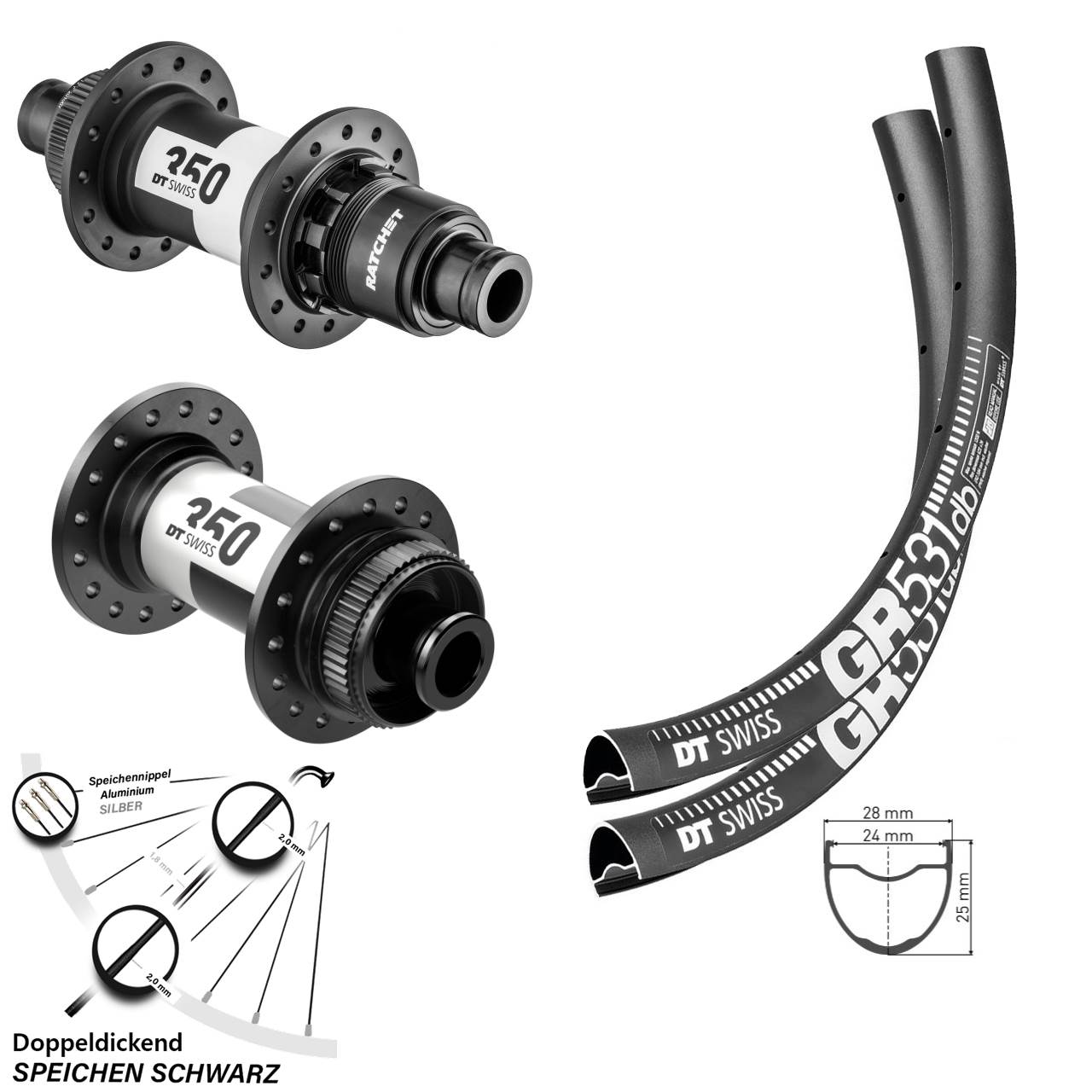 Disc Laufrad-Satz 28-29 Zoll DT Swiss GR 531 350 Road XDR 11-12 fach 12x100/142