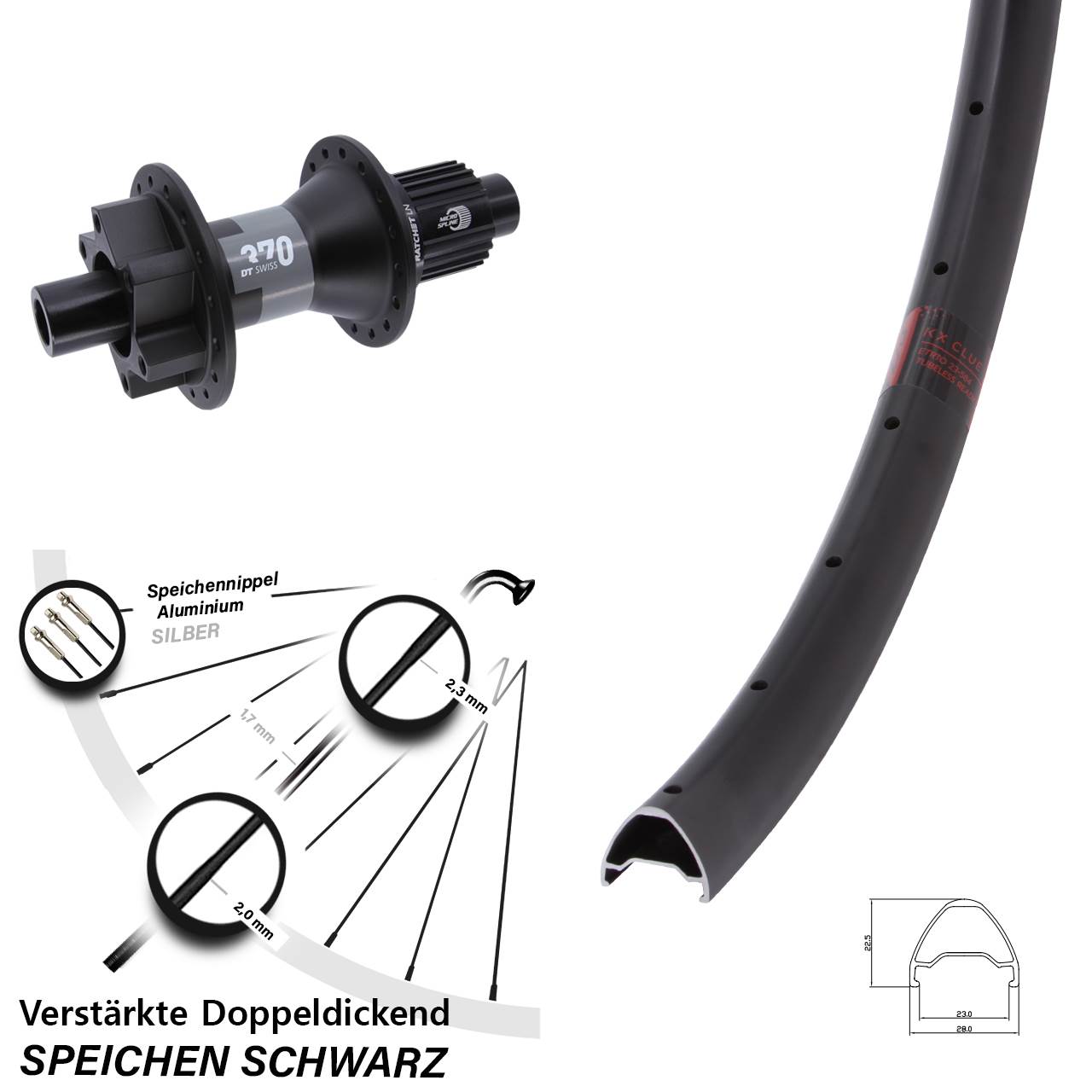 Disc Laufrad 29 Zoll KX Clue DT Swiss 370 Shimano Micro Spline 12x142