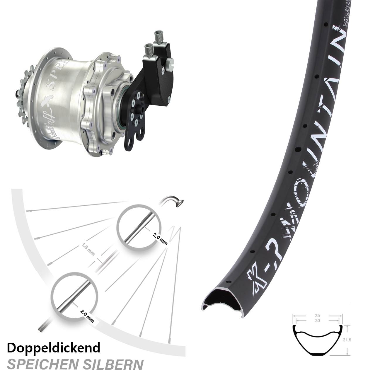 KX-R Mountain Rohloff 500/14 CC DB Tandem 29 Zoll Disc Hinterrrad
