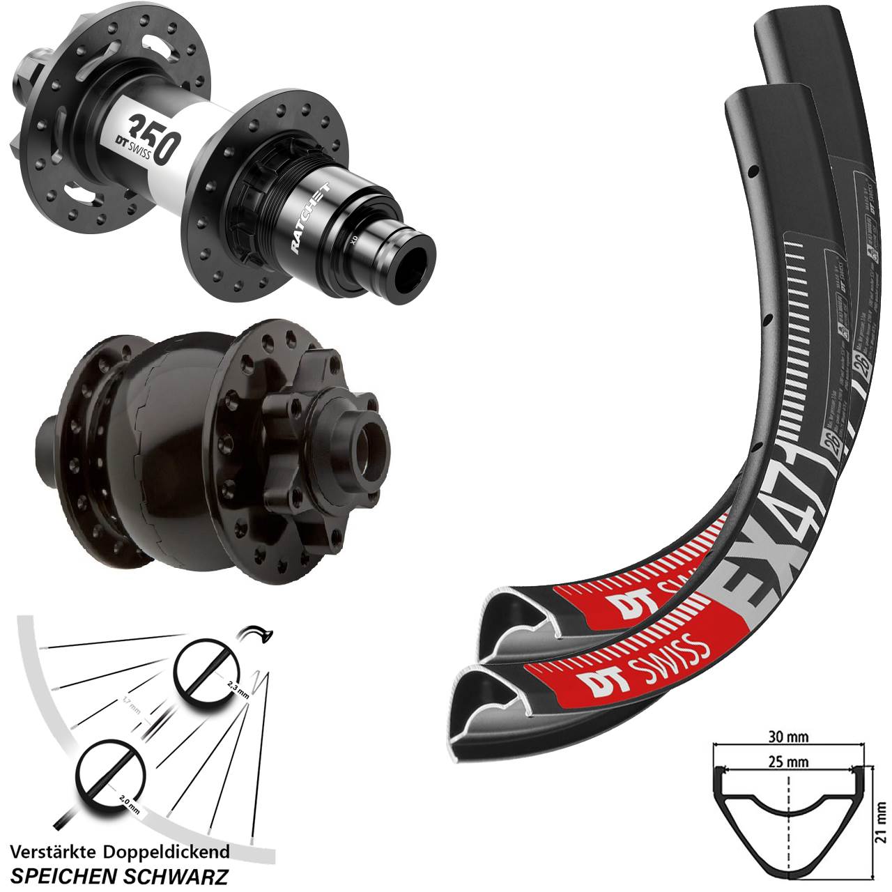 6-Loch Laufradsatz 15x100 12x142 29 Zoll DT Swiss EX 471-350 SON 28 SRAM XD