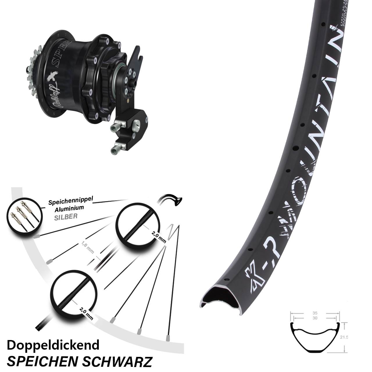 Disc Hinterrrad 29 Zoll KX-R Mountain Rohloff Speedhub CC DB OEM2 Tandem