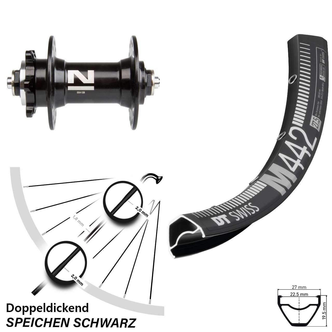 Vorderrad 6-Loch 28-29 Zoll DT Swiss M 442 Novatec D-041 QR