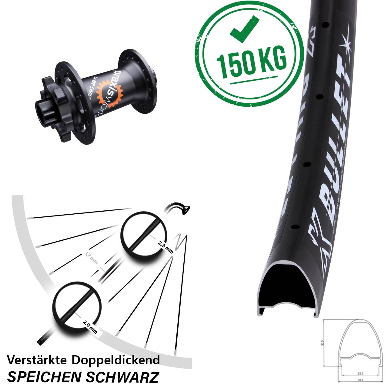 KX Bullet DT Swiss 350 29 Zoll Disc Vorderrad 12x100