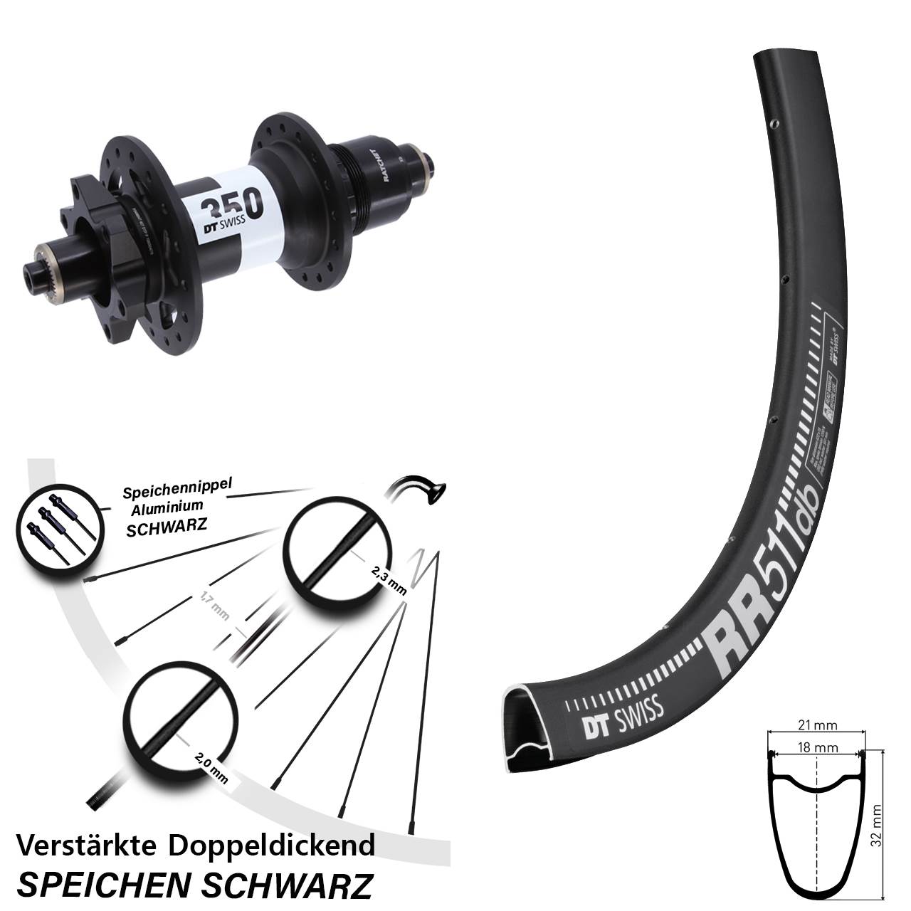 Disc Hinterrad 28 Zoll DT Swiss RR 511 350 XD 11-12 fach QR