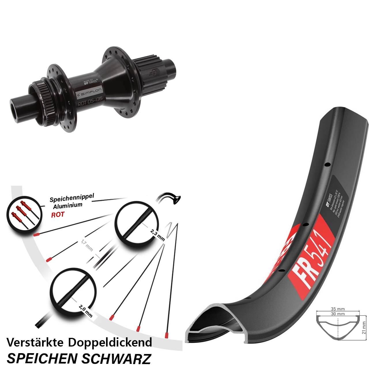 Centerlock Hinterrad 29 Zoll DT Swiss FR541 DT Swiss 370 Hybrid Micro Spline 12x142